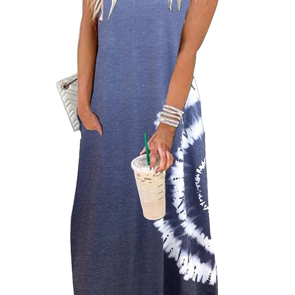 Blue Tie-Dye Maxi Dress - Picture 4 of 4